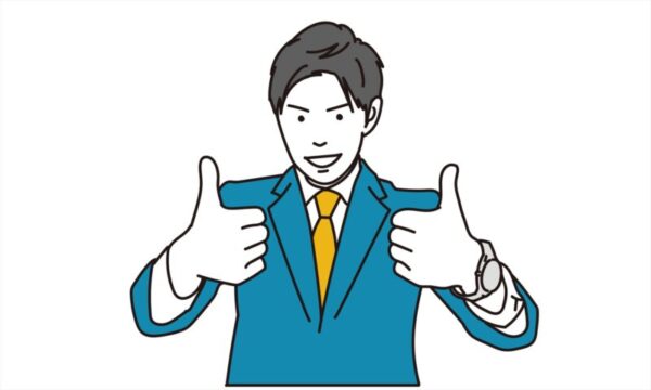 サムズアップする男性ビジネスパースン