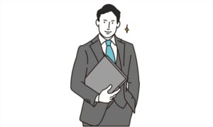 ノートPCを持つ男性ビジネスパーソン